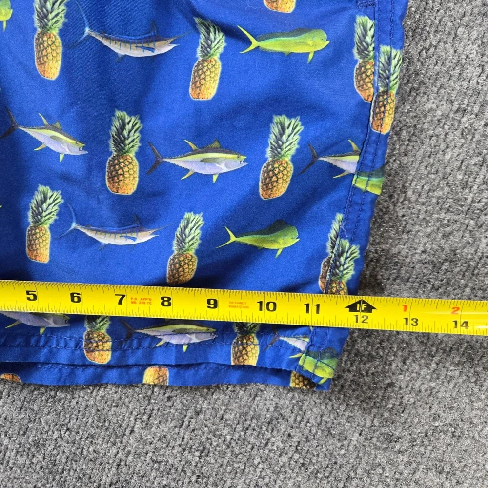 Tormenter Swim Trunks Mens Small Blue Pineapple Fish Board Shorts swim